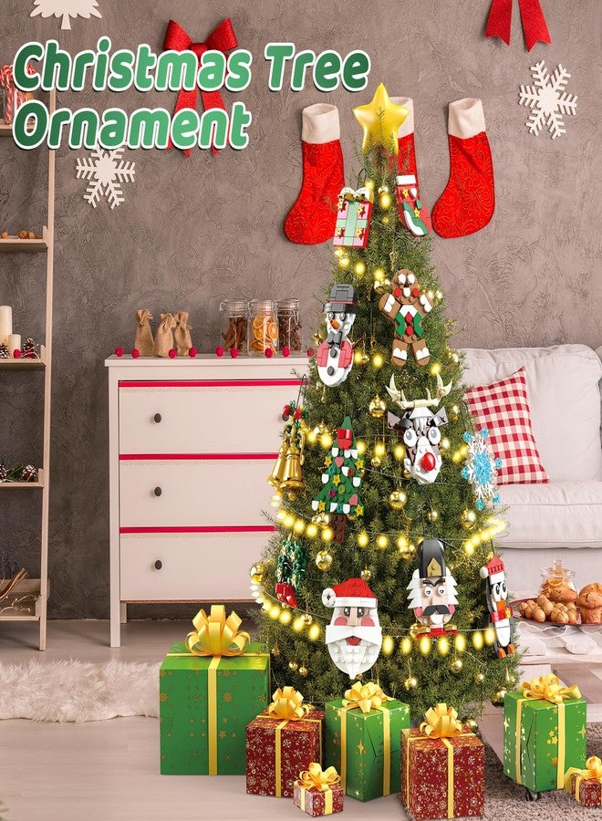 MOONTOY Christmas Ornaments Building Blocks Set,12 PCS Christmas Ornaments Building Kit, Santa, Snowman, Reindeer, Christmas Tree, Snowflake, Stocking, Stocking Stuffers Decor Toys Gifts for Boys Girls Kids - Image 2